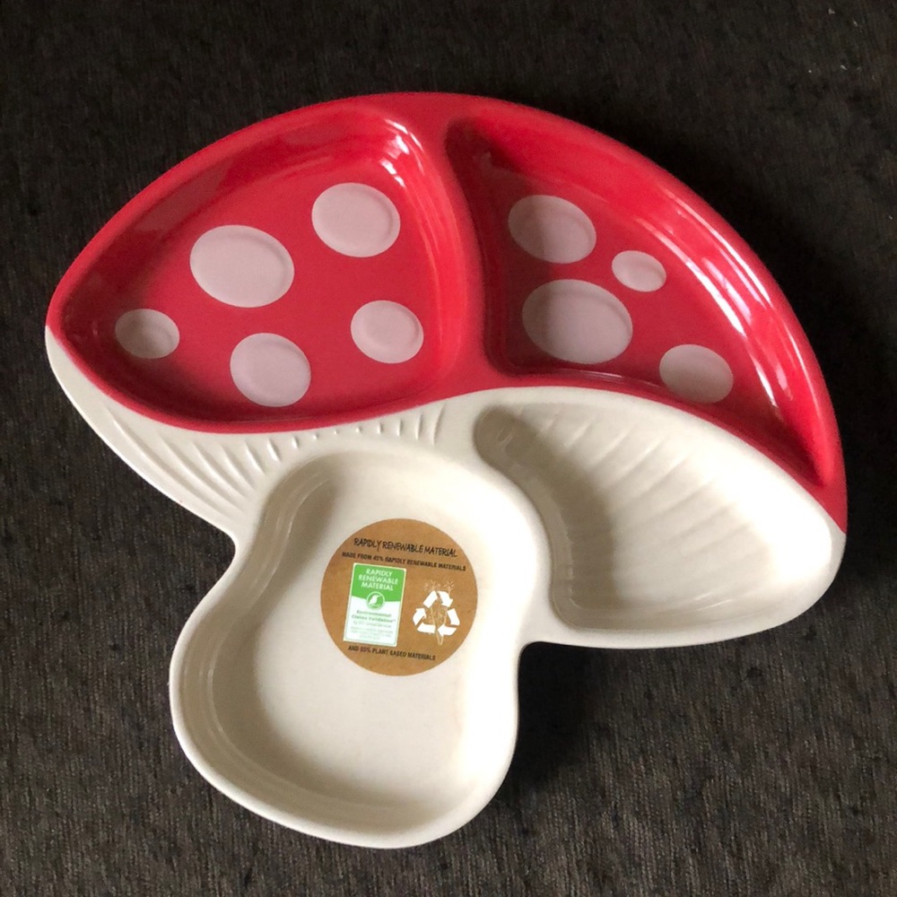 MUSHROOM Melamine Kids Dinner Plate, Mealtime Divided Plate